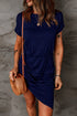 Side Shirring Short Sleeve Mini Dress