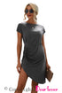 Side Shirring Short Sleeve Mini Dress