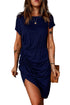 Side Shirring Short Sleeve Mini Dress
