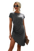 Side Shirring Short Sleeve Mini Dress