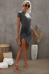 Side Shirring Short Sleeve Mini Dress