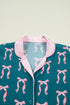 Silky Ribbon Bow Print Long Sleeve And Shorts Pajama Set