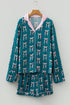 Silky Ribbon Bow Print Long Sleeve And Shorts Pajama Set