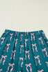 Silky Ribbon Bow Print Long Sleeve And Shorts Pajama Set