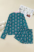 Silky Ribbon Bow Print Long Sleeve And Shorts Pajama Set