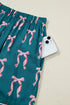 Silky Ribbon Bow Print Long Sleeve And Shorts Pajama Set