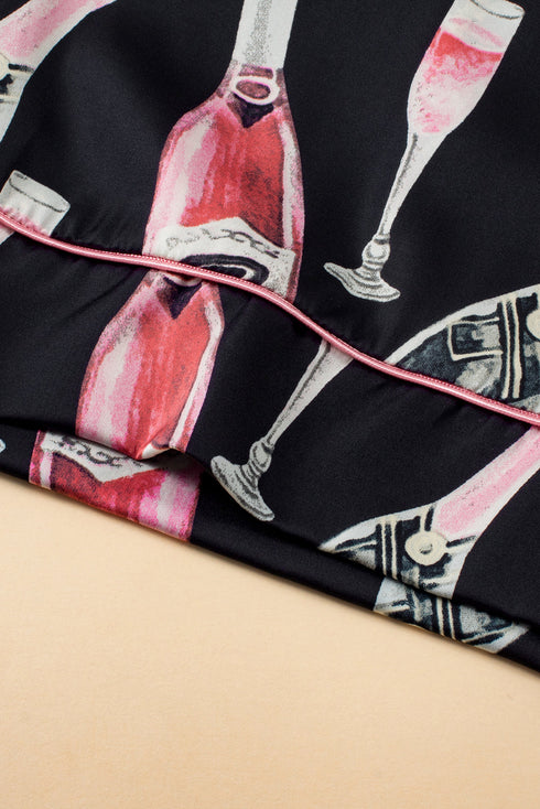 Silky Satin Button Down Short Sleeve Pajama Set