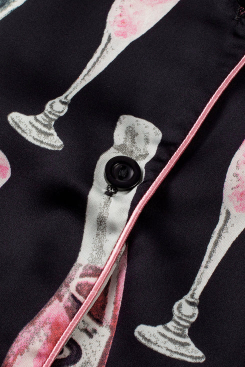 Silky Satin Button Down Short Sleeve Pajama Set