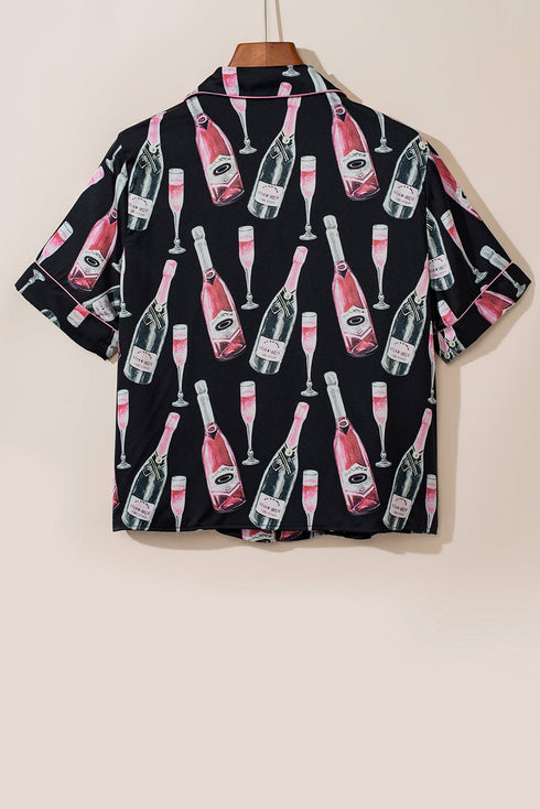 Silky Satin Button Down Short Sleeve Pajama Set