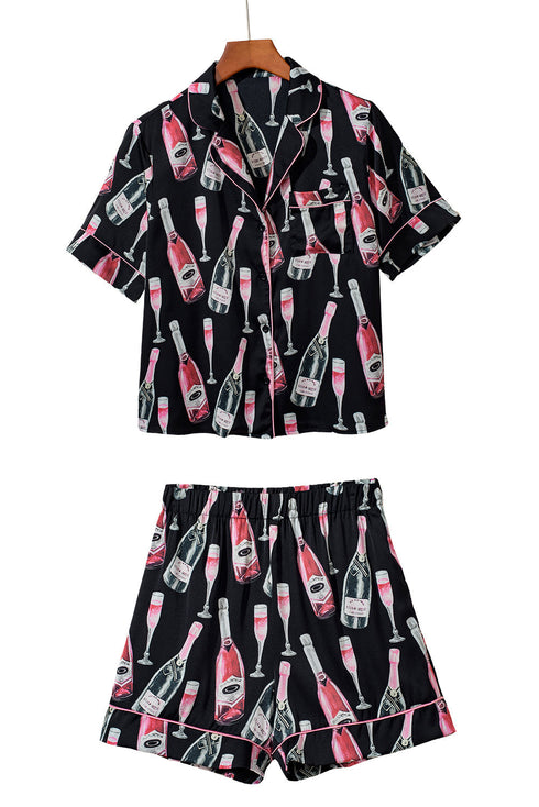Silky Satin Button Down Short Sleeve Pajama Set
