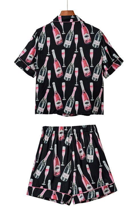 Silky Satin Button Down Short Sleeve Pajama Set