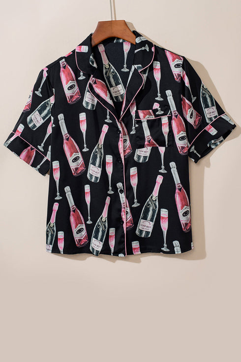 Silky Satin Button Down Short Sleeve Pajama Set