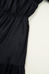 Silky Satin Split Neck Tiered Ruffle Sleeve Maxi Dress