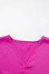 Silky Satin V Neck Dolman Sleeve Relaxed Blouse