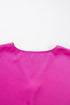 Silky Satin V Neck Dolman Sleeve Relaxed Blouse