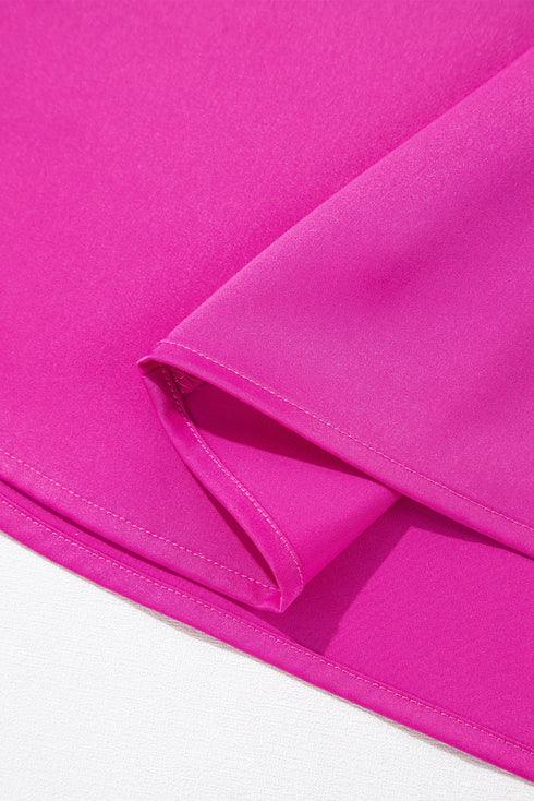 Silky Satin V Neck Dolman Sleeve Relaxed Blouse