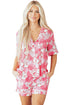 Silky Viscose Heart Print Button Front Pajama Set
