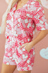 Silky Viscose Heart Print Button Front Pajama Set