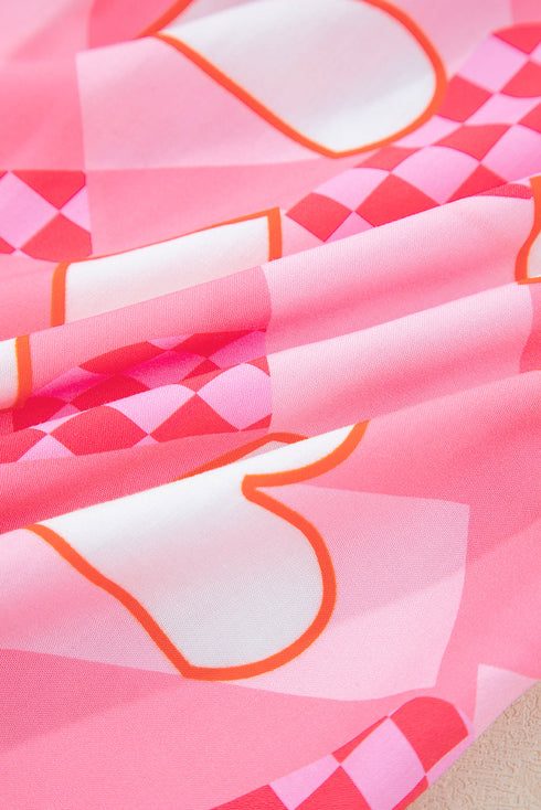 Silky Viscose Heart Print Button Front Pajama Set