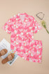 Silky Viscose Heart Print Button Front Pajama Set