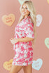 Silky Viscose Heart Print Button Front Pajama Set