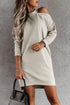 Single Cold Shoulder T-shirt Dress with Slits
