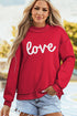 Sketch Heart Graphic Mock Neck Pullover Sweatshirt