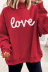 Sketch Heart Graphic Mock Neck Pullover Sweatshirt
