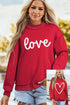 Sketch Heart Graphic Mock Neck Pullover Sweatshirt