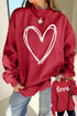 Sketch Heart Graphic Mock Neck Pullover Sweatshirt