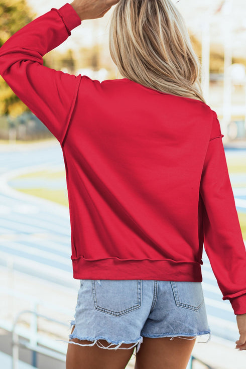 Sketch Heart Graphic Mock Neck Pullover Sweatshirt