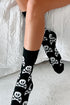 Skull And Crossbones Pattern Knit Cotton Crew Socks