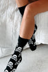 Skull And Crossbones Pattern Knit Cotton Crew Socks