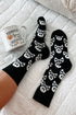 Skull And Crossbones Pattern Knit Cotton Crew Socks