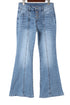 Sky Blue Button Fly Seamed Flare Jeans