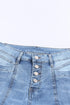 Sky Blue Button Fly Seamed Flare Jeans