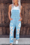 Sky Blue Constructed Bib Pocket Distressed Denim Overalls