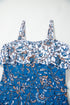 Sky Blue Floral Printed Ruffle Removable Strap One Piece Swimsuit