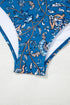 Sky Blue Floral Printed Ruffle Removable Strap One Piece Swimsuit