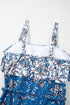 Sky Blue Floral Printed Ruffle Removable Strap One Piece Swimsuit