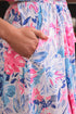 Sky Blue Floral Printed Sleeveless O Neck Knot Waist Maxi Dress