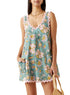 Sky Blue Floral Ricrac Trim V Neck Shift Mini Tank Dress