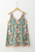 Sky Blue Floral Ricrac Trim V Neck Shift Mini Tank Dress
