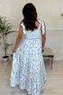Sky Blue Floral Smocked Tied Straps A-Lined Tiered Maxi Dress