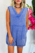 Sky Blue Mineral Wash Pocketed Sleeveless V Neck Loose Romper