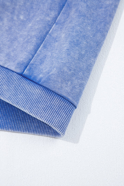 Sky Blue Mineral Wash Pocketed Sleeveless V Neck Loose Romper