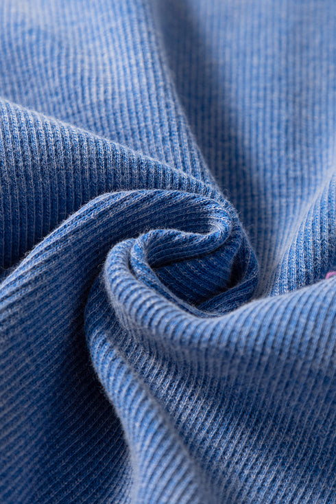 Sky Blue Mineral Wash Ribbed Notch Neck Tank Top