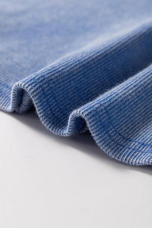 Sky Blue Mineral Wash Ribbed Notch Neck Tank Top