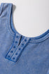 Sky Blue Mineral Wash Ribbed Notch Neck Tank Top