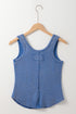 Sky Blue Mineral Wash Ribbed Notch Neck Tank Top